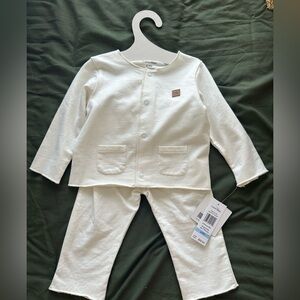 Calvin Klein Organic Cotton Cream Pajama Set for Babies 6-9 months